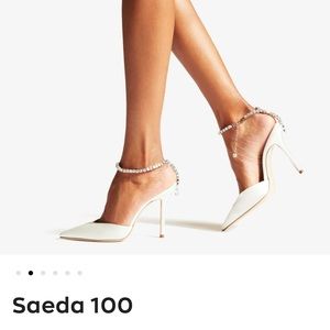 Jimmy Choo Saeda 100 - Size 38 Satin Ivory